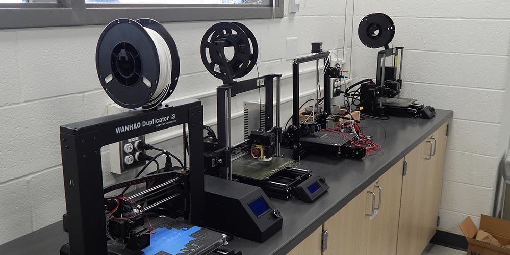 A picture of the 3D printers the team uses.